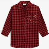 Koton Girl's Red Plaid Shirt Cene