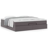 vidaXL Otomanski posteljni okvir z vzmetnico siv 180x200 cm um. usnje | Shoptok.si