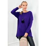 Kesi Włoski Włoski Sweater with necklace dark purple | shoptok.hr