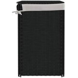  Košara za rublje s 2 odjeljka crna 53 x 35 x 57cm od poliratana | shoptok.hr