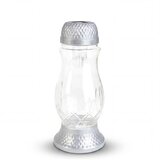 TIMMLUX Steklena solarna nagrobna sveča s plastičnim pokrovom - 25 x 10cm - srebrna - topla bela LED | Shoptok.si