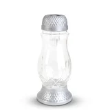 Steklena solarna nagrobna sveča s plastičnim pokrovom - 25 x 10cm - srebrna - topla bela LED