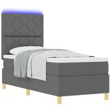 vidaXL Postelja s škatlastim vzmetenjem z vzmetnico in LED temno siva 80x200 cm tkanina Cene