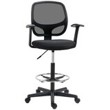 Nesta Ergonomski pisarni&amp;scaron;ki stol, vrtljiv stol, risarski stol, nastavljiv obroč za noge, nosilnost do 120 kg, črn, 60 x 56 x 110&amp;ndash;132 cm, (5000494020) Slike