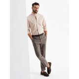 Ombre Men's linen shirt with collar and pocket REGULAR FIT - cream | Shoptok.si