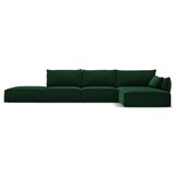 Mazzini Sofas Temno zelena žametna kotna sedežna garnitura z ležalnikom (desni kot) Vanda – | Shoptok.si