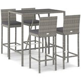  5-dijelni vrtni barski set od poliratana s jastucima sivi Siva 110 cm table length | Shoptok.si