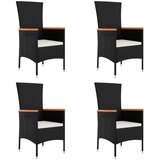 Maison Chic Vrtni stoli - Stol za vrt z blazinami 4 kosi poli ratan črni JS2242, (21877088) | Shoptok.si