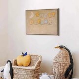  Slika - Sweet Dreams - Pastel Inscription Surrounded by the Moon and Stars 90x60 U prirodnom drvenom okviru | shoptok.hr