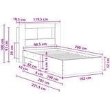  Okvir kreveta s pohranom s uzglavljem Siva Sonoma 100 x 200 cm | shoptok.hr