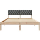 Okvir kreveta smeđe i tamnosivo 135 x 190 cm Masivna borovina | shoptok.hr
