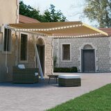vidaXL tenda na ručno uvlačenje s LED svjetlima 400x300 cm žuto-bijela Cijene