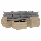 Maison Chic Seti vrtnega pohištva - Vrtna garnitura - Vrtni pohištvo set 5-delna z blazinami bež poli ratan, (21815852) | Shoptok.si