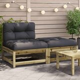 vidaXL Vrtna sofa bez naslona za ruke s jastucima i tabureom | shoptok.hr