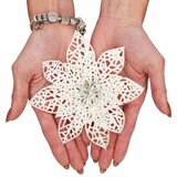  Božićni ukras “Božićna zvijezda” bijela sa šljokicama | shoptok.hr