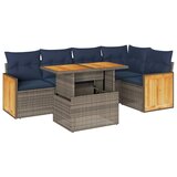  6-dijelni set vrtnih sofa poliratan i bagrem s jastucima sivi | shoptok.hr