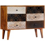  Komoda s potiskanim vzorcem 90x30x70 cm trden mangov les | Shoptok.si