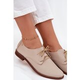 Zazoo Women's Leather Elegant Lace-Up Shoes 4238 Beige | Shoptok.si