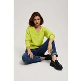 Marisse Lime V-Neck Sweater | shoptok.hr