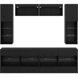  Set zidnog ormarića za TV 6 pcs Crni Hrast Konstrukcijsko drvo | shoptok.hr