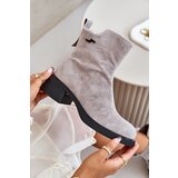 VINCEZA Warm Women's Boots Made Of Natural Suede With Zipper Gray 66696 | Shoptok.si