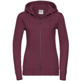 RUSSELL Burgundy women's sweatshirt with hood and zipper Authentic Cene