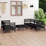 Maison Chic Seti vrtnega pohištva - Vrtna garnitura - Vrtni pohištvo set 6-delna črna trdna borovina, (21819768) | Shoptok.si