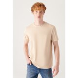 Avva men's beige 100% cotton breathable crew neck standard fit regular cut t-shirt Cene