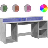 Maison Chic Pisalna miza - pisarniška miza - Računalniška miza z LED lučkami betonsko siva 200x55x91 cm inž. les, (21785204) Cene