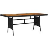 The Living Store Vrtna miza črna 160x70x72 cm poli ratan in trden akacijev les - Vrtna Miza, (21472664) | Shoptok.si