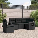 Maison Chic Seti vrtnega pohištva - Vrtna garnitura - Vrtni pohištvo set 5-delna z blazinami črn poli ratan, (21816800) | Shoptok.si