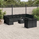 vidaXL 13-dijelni set vrtnih sofa s jastucima poliratan crni Cijene