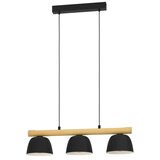 Eglo Sherburn viseća lampa 3xE27, 77 cm, crna/drvo, 43739 | shoptok.hr
