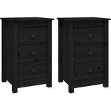  Noćni ormarići 2 kom Crno 40x35x61,5 cm od masivne borovine | shoptok.hr