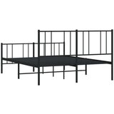 vidaXL Kovinski posteljni okvir z vzglavjem in vznožjem črn 140x190 cm | Shoptok.si