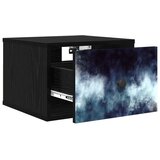  Wall-mounted noćni ormarić RAALTE Crni hrast 36 x 33 x 25 cm - Crni hrast Plavi mramorni uzorak 1 | shoptok.hr