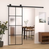 vidaXL Drsna vrata z opremo 76x205 cm ESG steklo in aluminij Cene