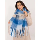 Fashion Hunters Blue-beige checkered women's scarf