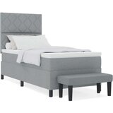 vidaXL Postelja z vzmetnico in klopjo svetlo siva 100x200 cm Tkanina | Shoptok.si