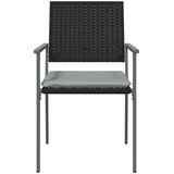  Vrtne stolice s jastucima 6 kom crne 54x62,5x89 cm poliratan | shoptok.hr