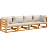  Sedežna garnitura 4-delna svetlo sive blazine trden les | Shoptok.si