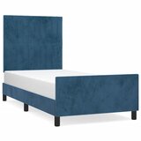 Maison Chic Posteljni okvir - Enojna postelja - Postelja za odrasle brez vzmetnice temno moder 80x200 cm žamet-J7695, (21763508) | Shoptok.si