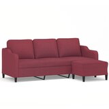 Maison Chic kavč - Sofa - Kanape trosed s stolčkom za noge vinsko rdeč 180 cm blago, (21727892) | Shoptok.si