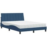  Postelja z vzmetnico modra 140x190 cm blago | Shoptok.si