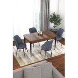 Hanah home trpezarijski set Via, sto na razvlačenje i 4 stolice, ploča u dekoru drveta Baroque, dimno siva tkanina Jerry | Eponuda.com
