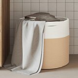 vidaXL Košara za shranjevanje bež in bela Ø40x35 cm bombaž | Shoptok.si