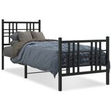 Furnova Kovinski posteljni okvir z vzglavjem in vznožjem črn 80x200 cm, (21940466) | Shoptok.si