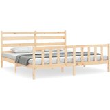 The Living Store Posteljni okvir z vzglavjem 200x200 cm trden les - Posteljni Okvir, (21524102) | Shoptok.si