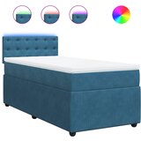 vidaXL Box spring postelja z vzmetnico modra 90x200 cm žamet, (21308344) | Shoptok.si