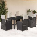  7-dijelni vrtni blagovaonski set s jastucima crni od poliratana | shoptok.hr